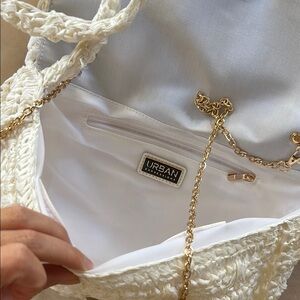 Brand new never used Straw bag with gold detail